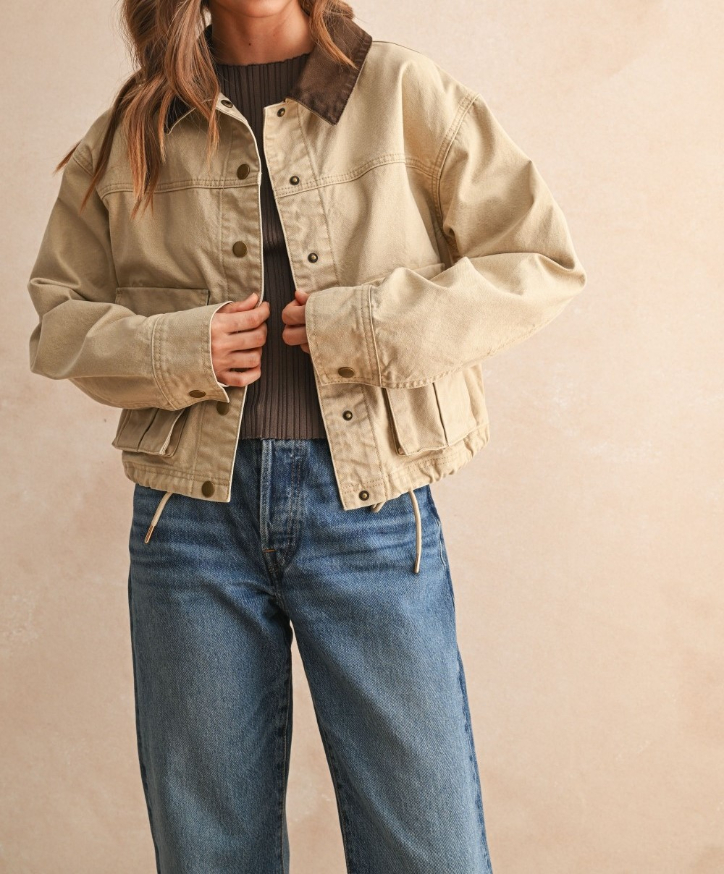 Jacket Denim String Waist Beige