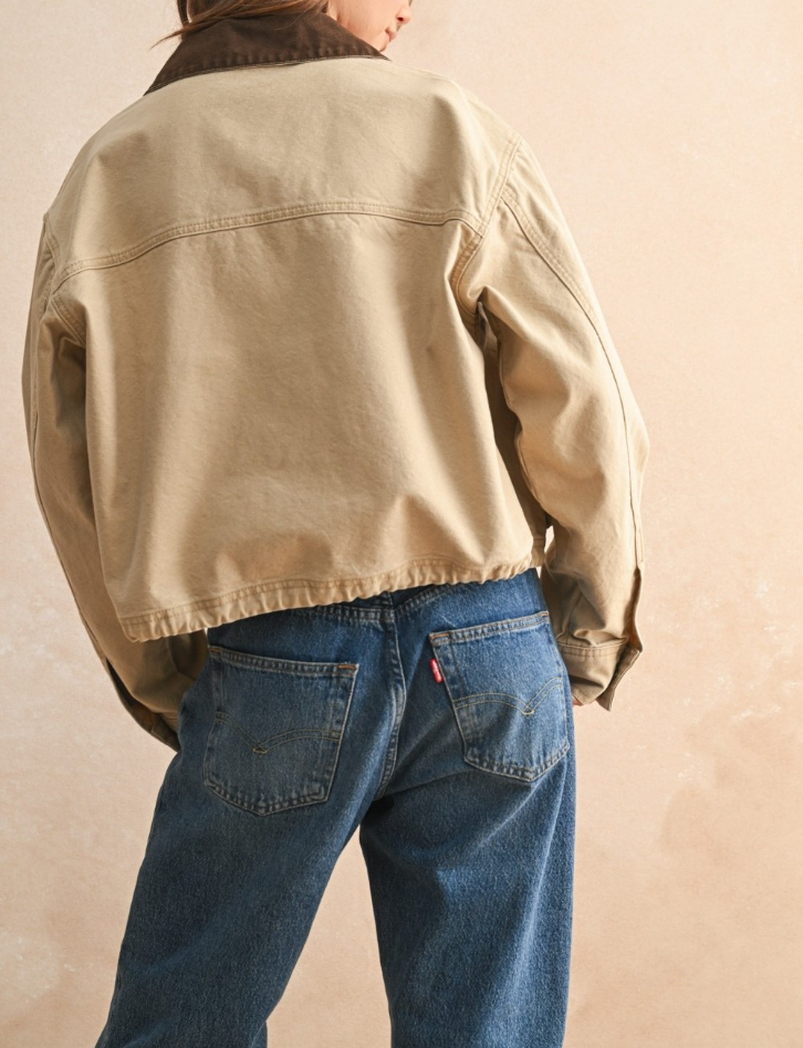 Jacket Denim String Waist Beige