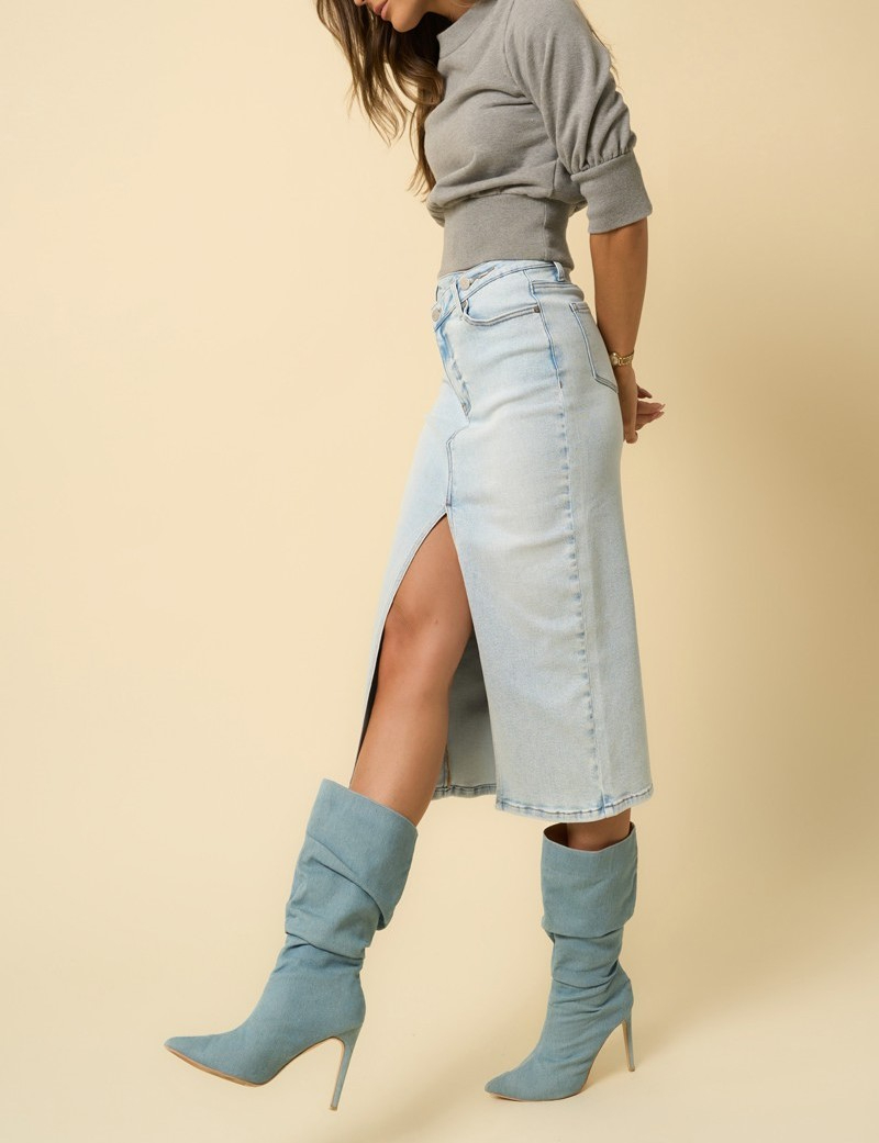 Enagua Midi Crossover Light Denim – foto 3