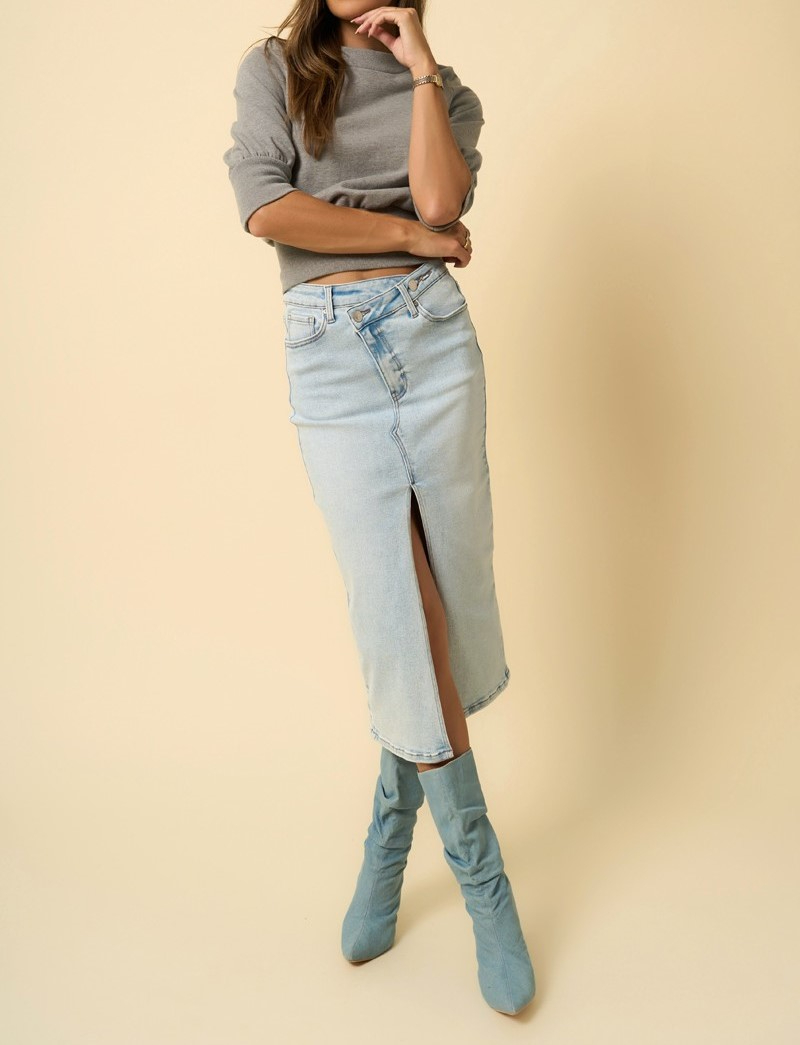 Enagua Midi Crossover Light Denim – foto 5