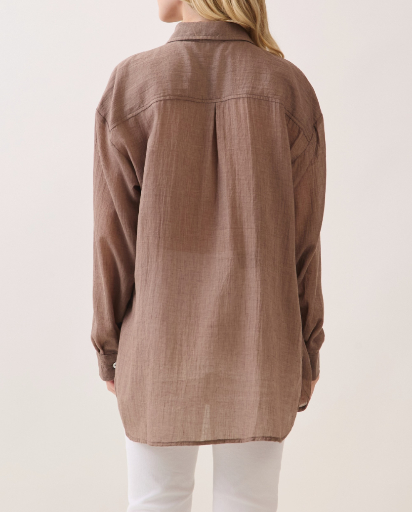 Camisa Oversized Button Up Mocha S