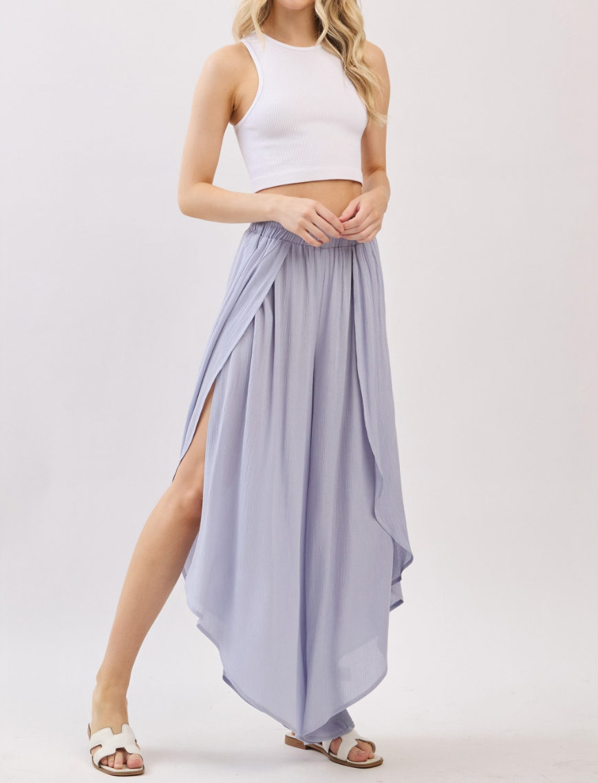 Pantalon Overlap Front Split Wide Metal S – foto 3