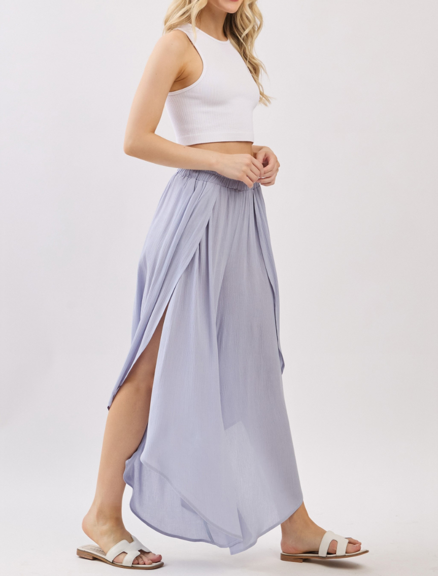 Pantalon Overlap Front Split Wide Metal S – foto 4
