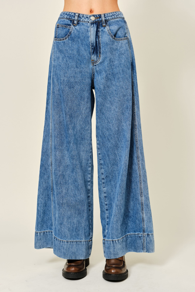 Pantalon Soft Wide Detail Waist M. Denim