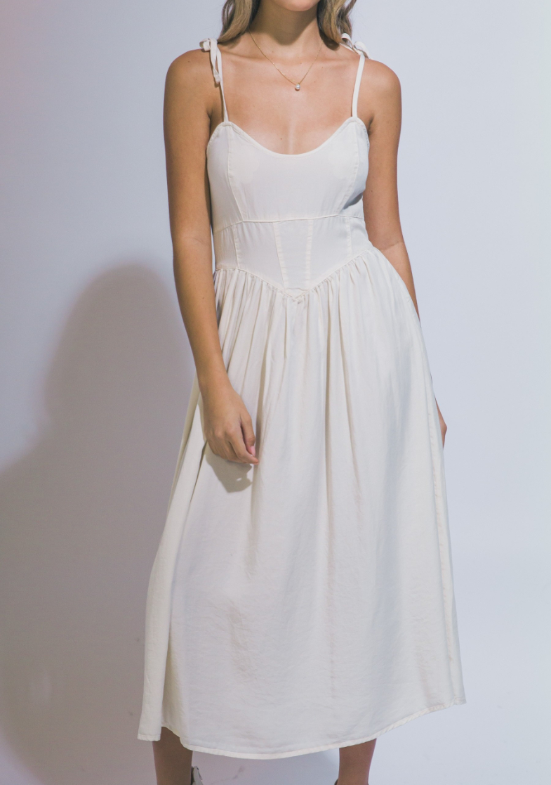 Vestido Corset Tencel Midi Natural