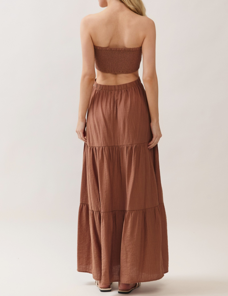 Vestido Maxi Tube Top Elastic Waist Amber Brown