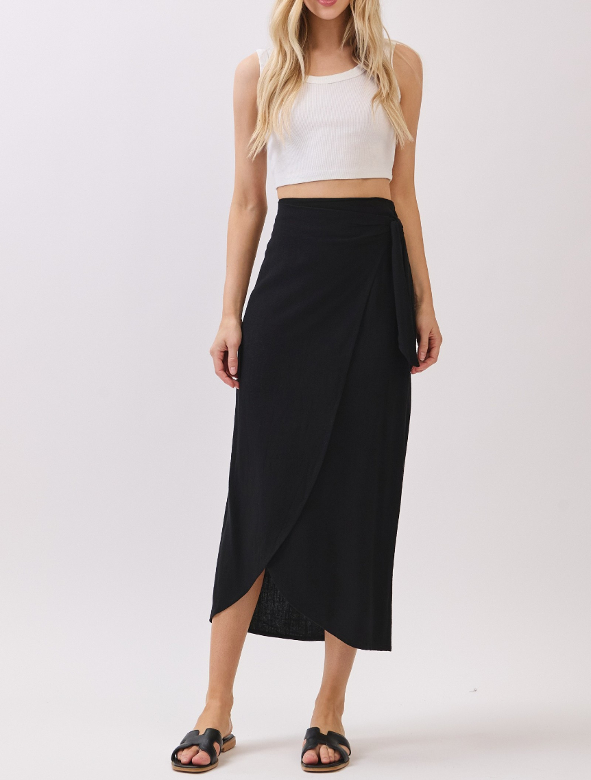 Enagua Side Tie Wrap Midi Black