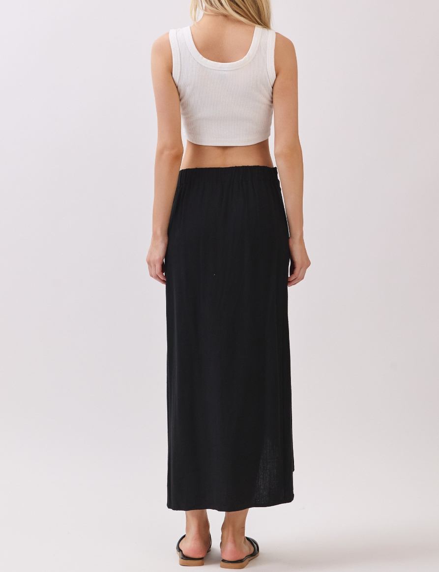 Enagua Side Tie Wrap Midi Black