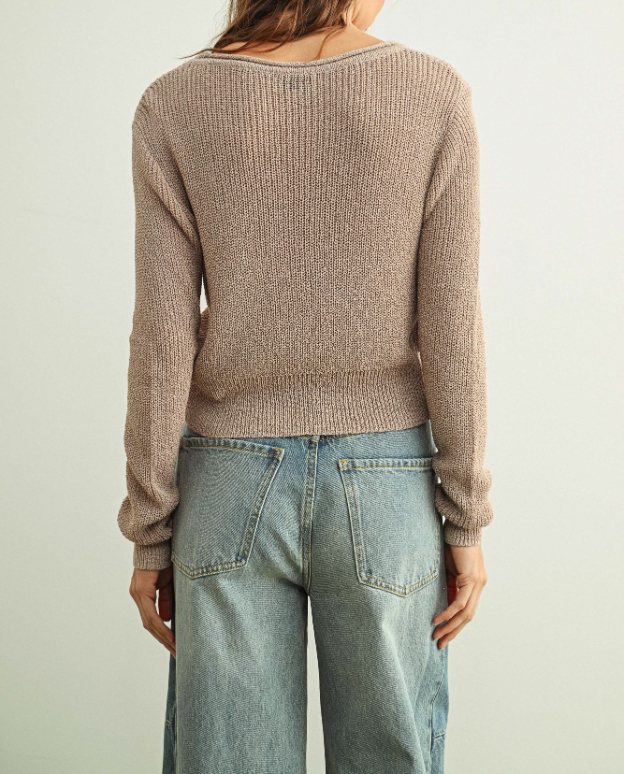Cropped Knitted Cardigan Mauve