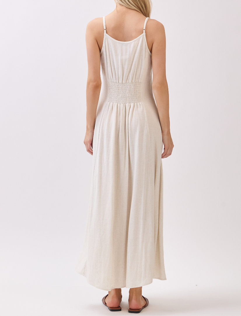 Vestido Flowy Buttons Contrast White Natural – foto 2