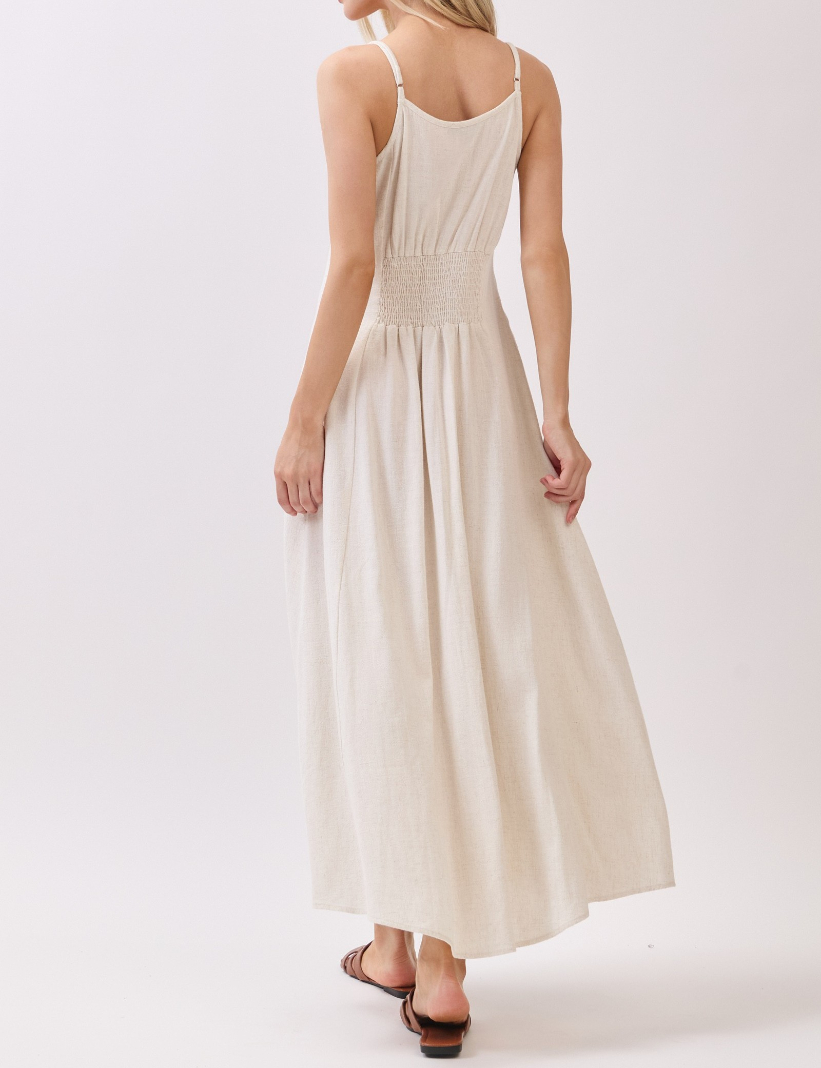 Vestido Flowy Buttons Contrast White Natural – foto 6