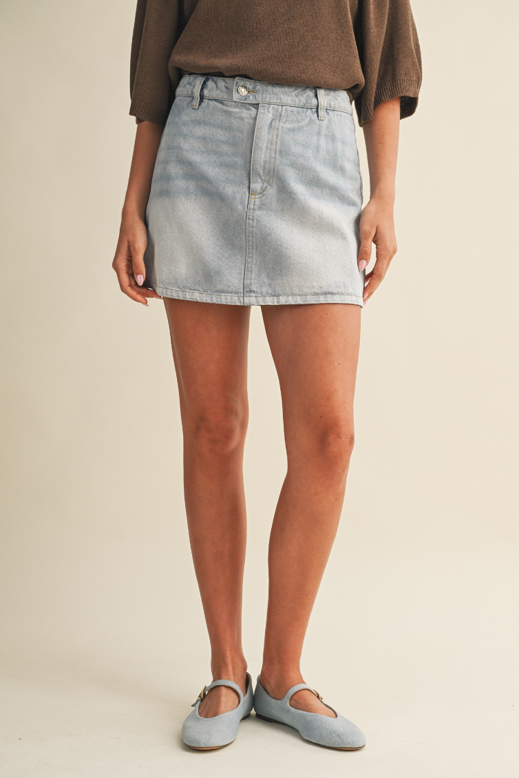 Enagua High Rise A-Line Light Denim