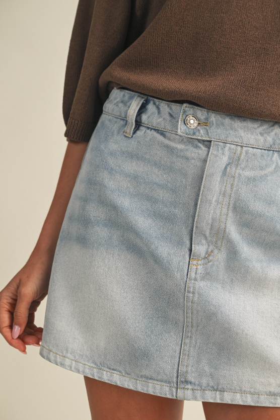 Enagua High Rise A-Line Light Denim – foto 6