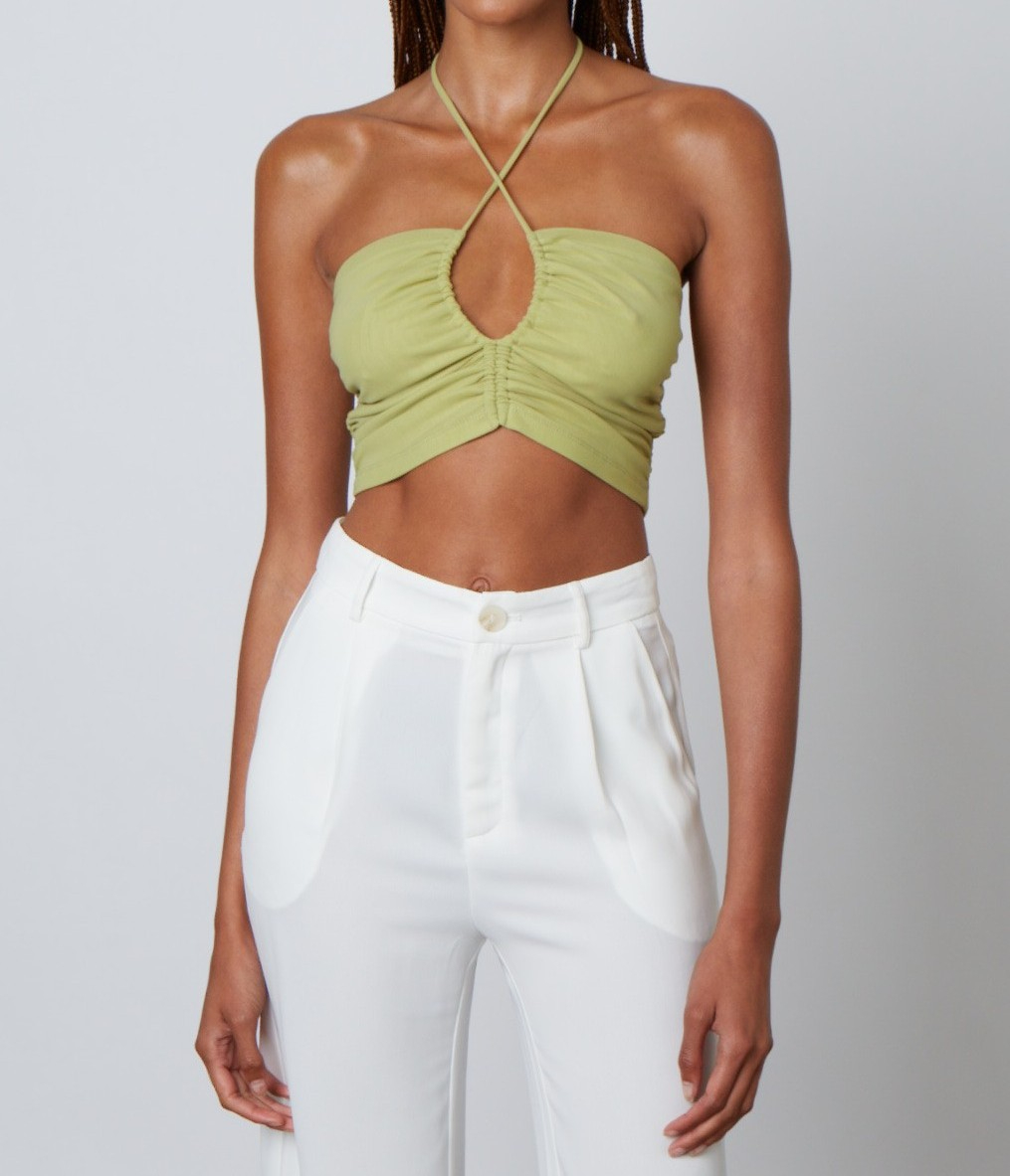 Blusa Crop Halter Pear Green