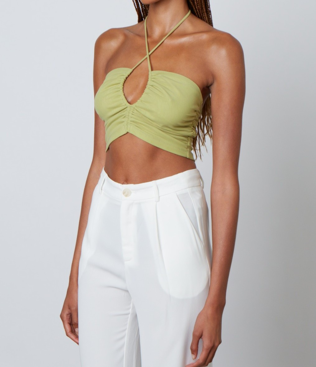 Blusa Crop Halter Pear Green