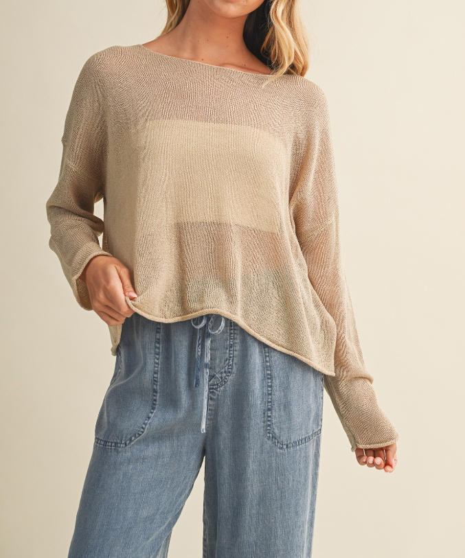 Sweater Oversized Knit Pullover Wheat