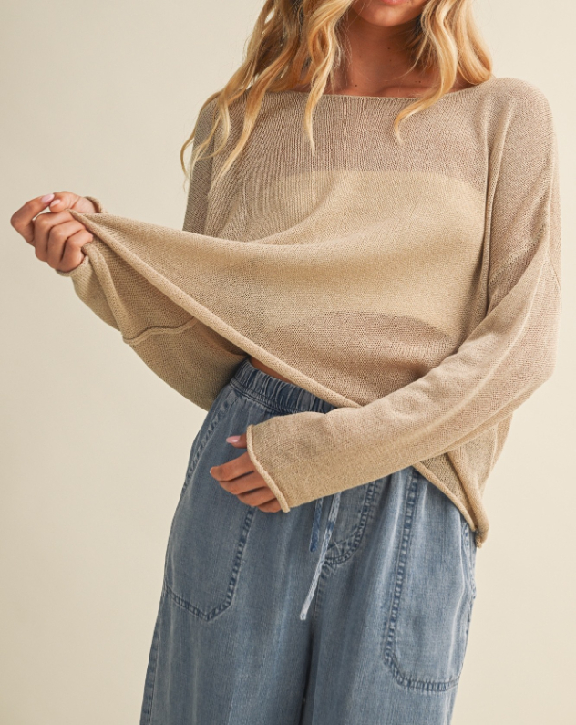 Sweater Oversized Knit Pullover Wheat – foto 3