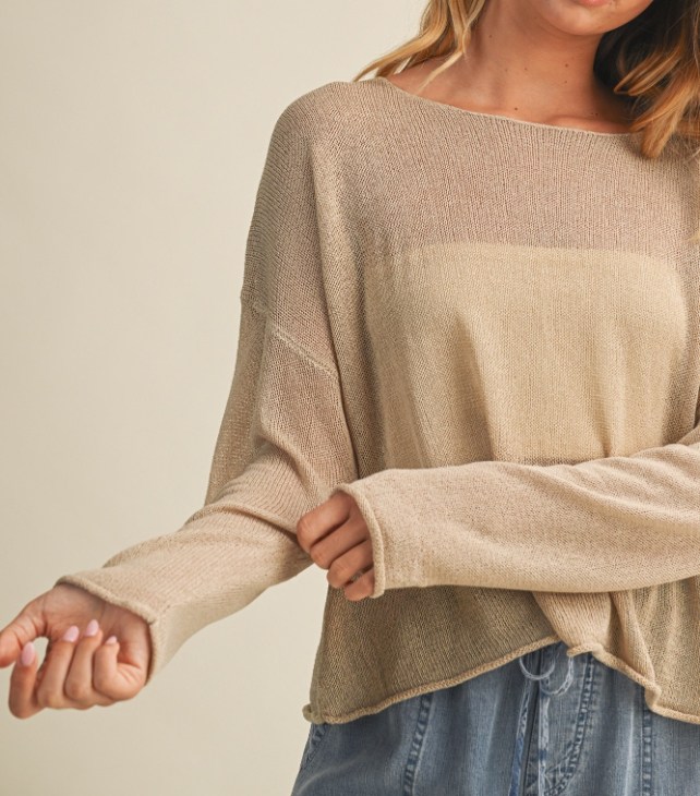 Sweater Oversized Knit Pullover Wheat – foto 5