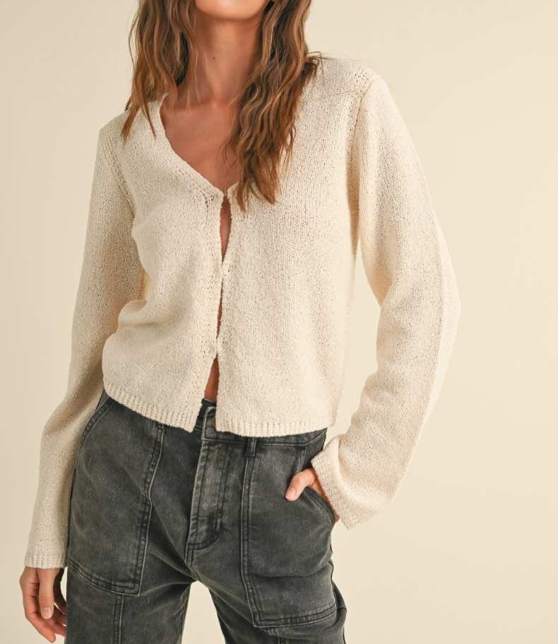 Cardigan Peek a Boo L/S Ivory