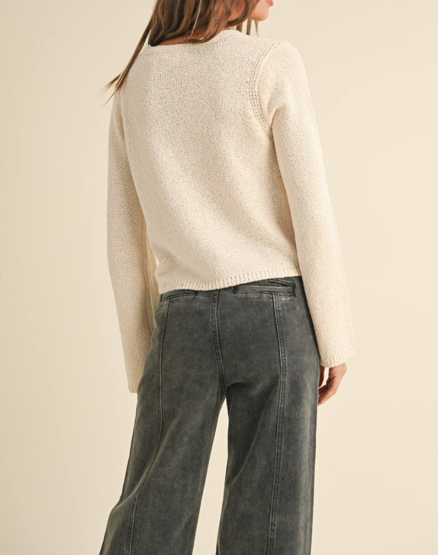 Cardigan Peek a Boo L/S Ivory