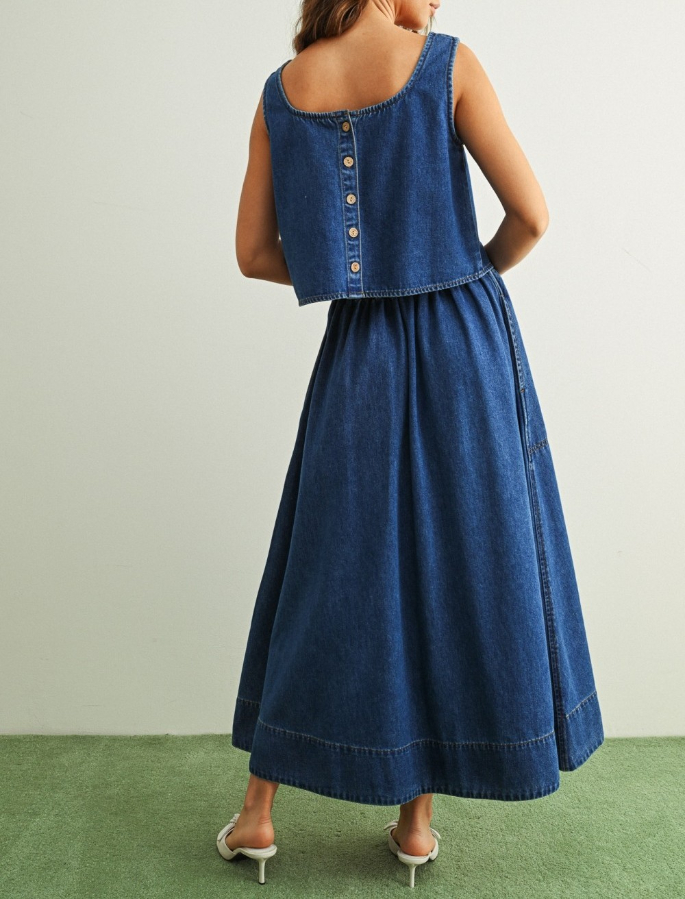 Enagua A Line Pockets Soft Denim – foto 3