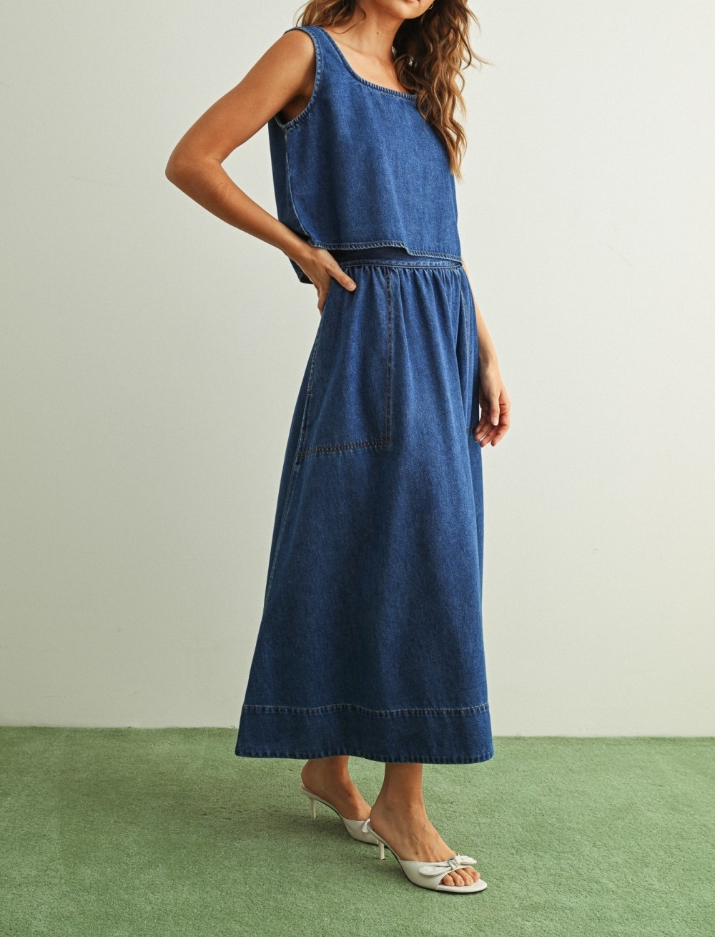 Enagua A Line Pockets Soft Denim – foto 4
