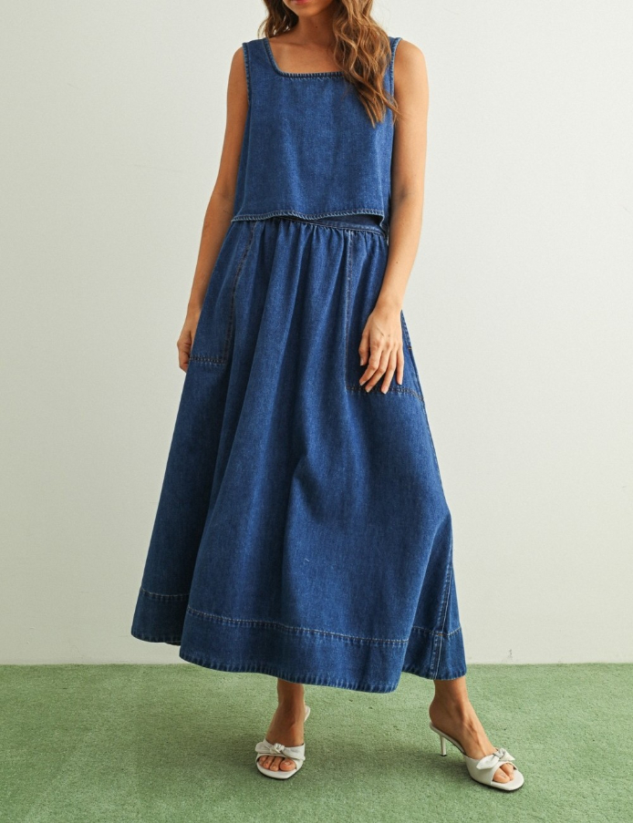 Enagua A Line Pockets Soft Denim – foto 5