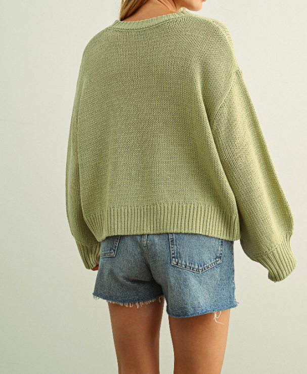 Sweater Ballon Sleeve Apple Green