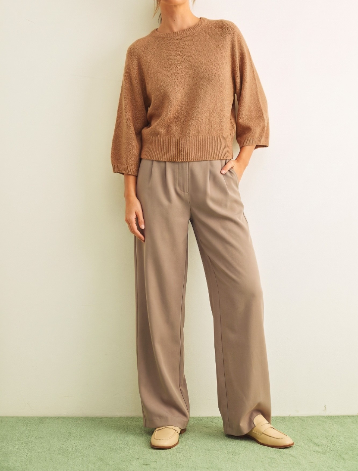 Blusa Sweater Knit 3/4 Camel – foto 4