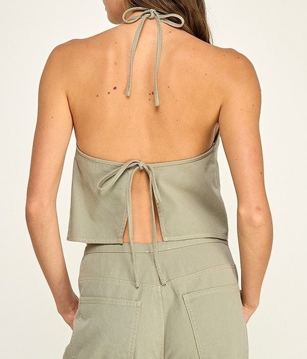Blusa Soft Halter Cropped Olive