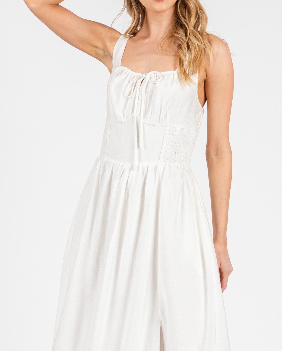 Vestido Midi Smocked Tiered White – foto 6