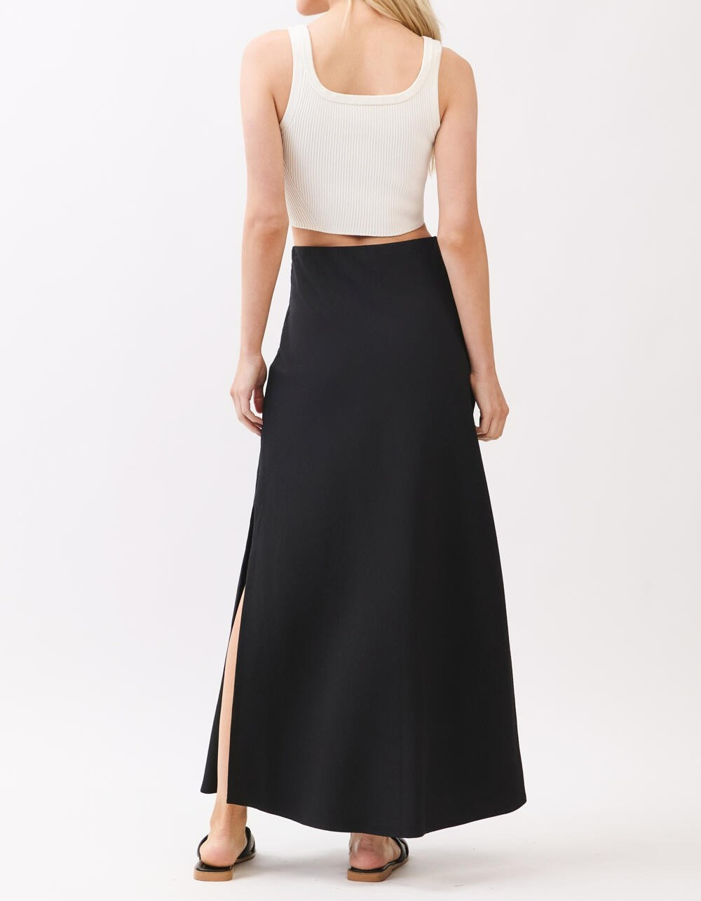 Enagua Bias Maxi Side Slit Black