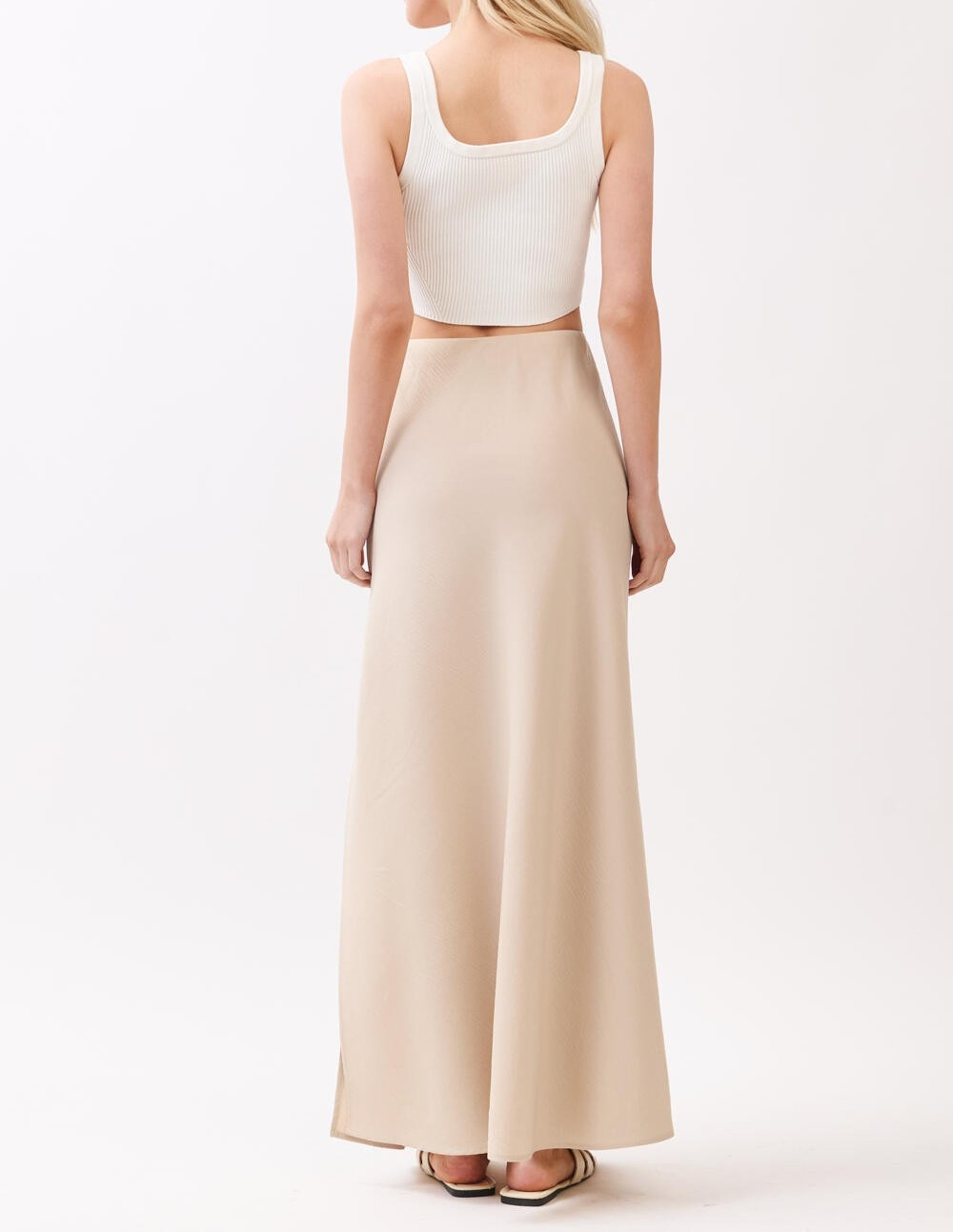 Enagua Bias Maxi Side Slit Natural