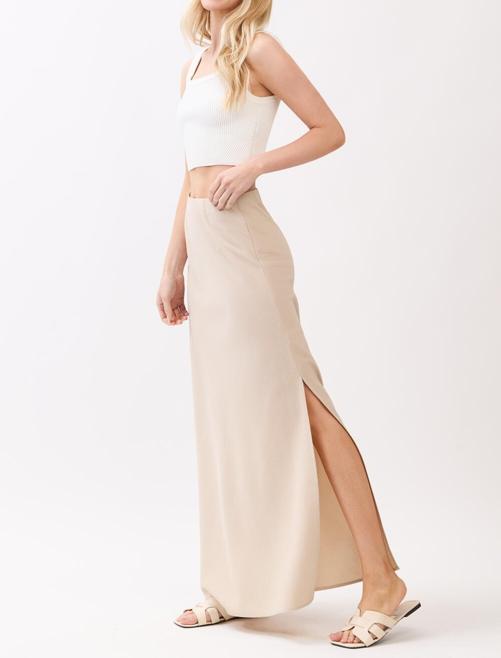 Enagua Bias Maxi Side Slit Natural – foto 3