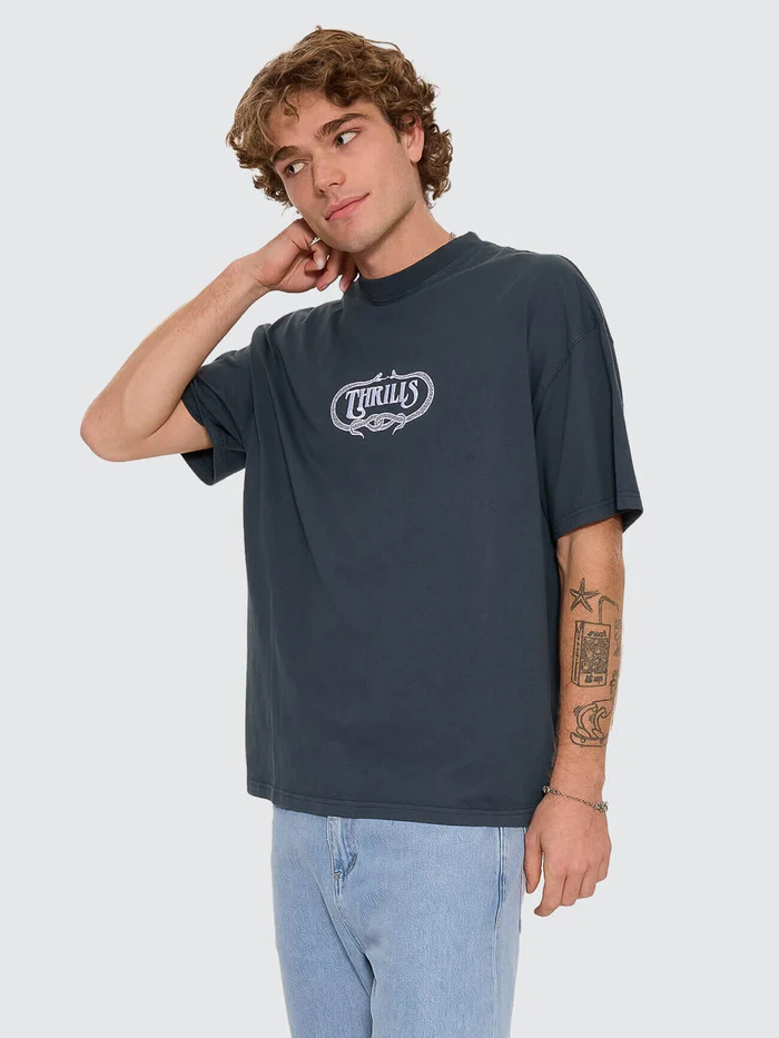 Camiseta Thrills Double Time Oversize Box Petrol – foto 3