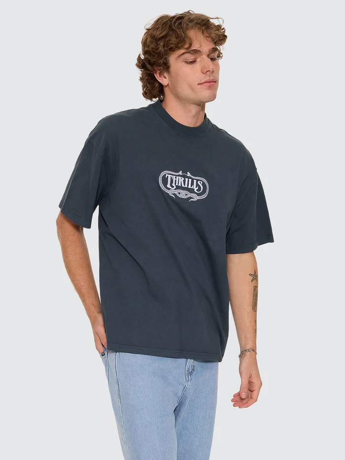 Camiseta Thrills Double Time Oversize Box Petrol – foto 4