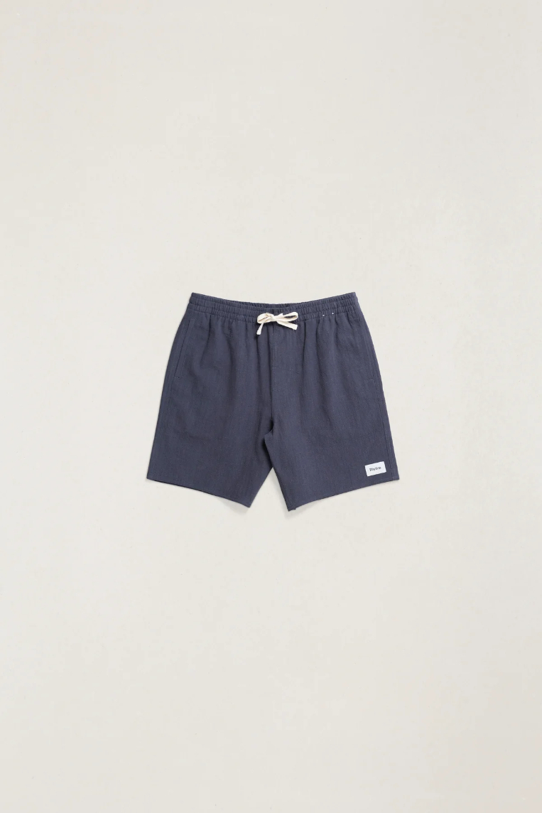 Short Rhythm Textured Linen Navy – foto 6