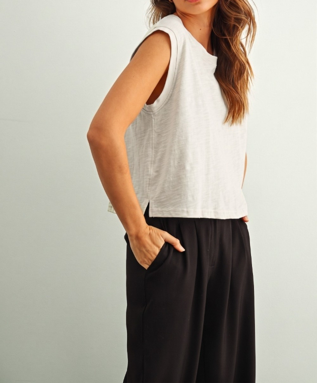 Blusa Round Neck Slub Top White