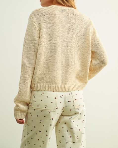 Cardigan Button Front Knitted Beige