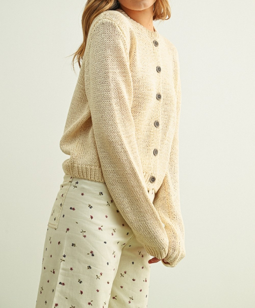 Cardigan Button Front Knitted Beige – foto 3