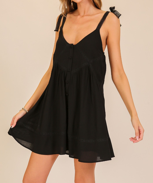 Vestido Sweet Serenity Lace Trim Mini Black – foto 4