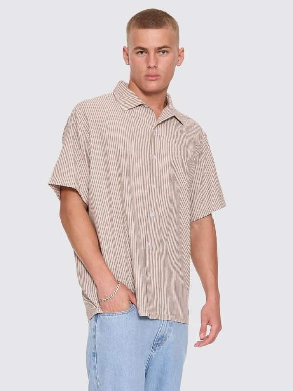 Camisa Thrills Union Stripe Work Postal Brown – foto 5