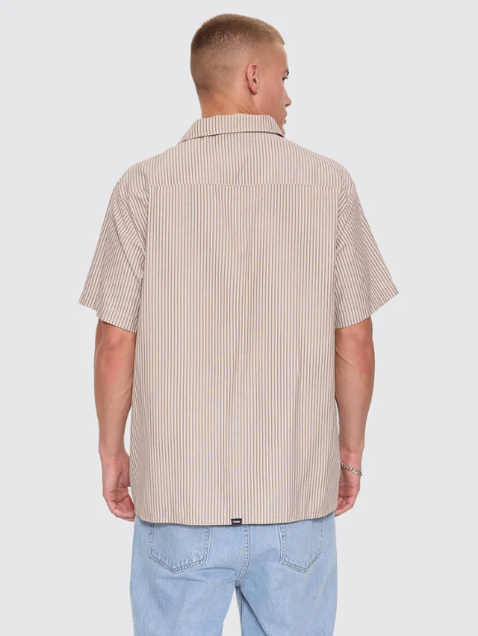 Camisa Thrills Union Stripe Work Postal Brown – foto 6
