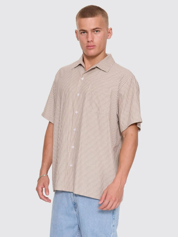 Camisa Thrills Union Stripe Work Postal Brown – foto 7