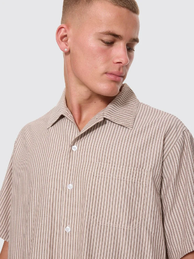 Camisa Thrills Union Stripe Work Postal Brown – foto 8
