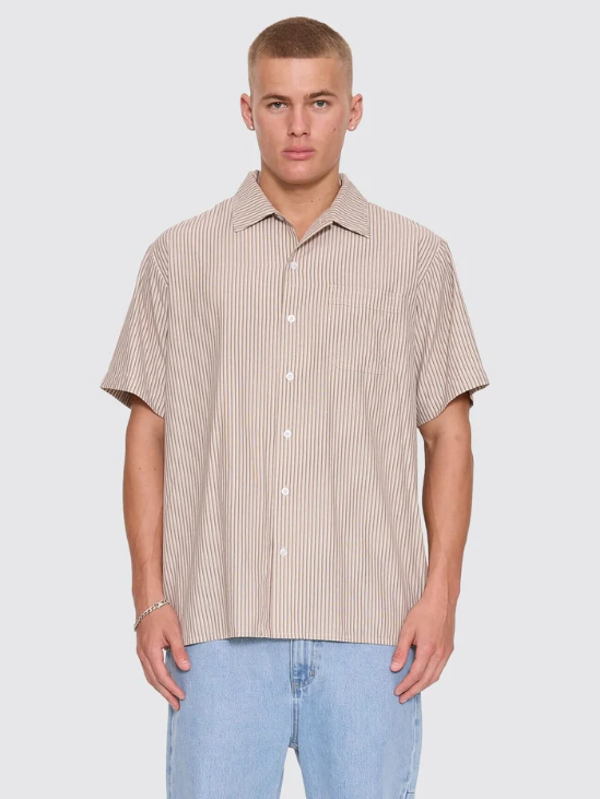 Camisa Thrills Union Stripe Work Postal Brown – foto 10