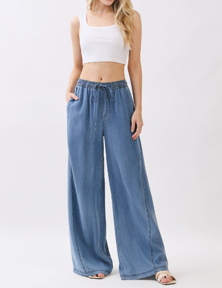 Pantalon Tencel Denim Wide Leg Med Wash