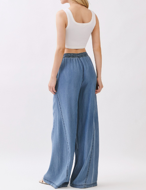 Pantalon Tencel Denim Wide Leg Med Wash