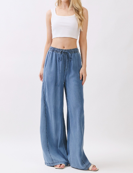 Pantalon Tencel Denim Wide Leg Med Wash – foto 3