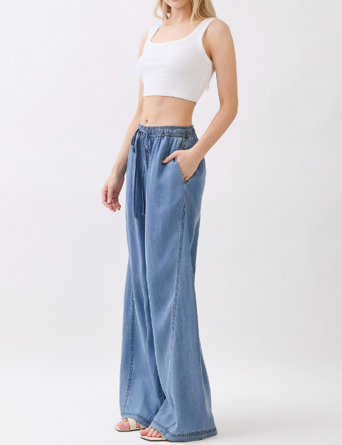 Pantalon Tencel Denim Wide Leg Med Wash – foto 4